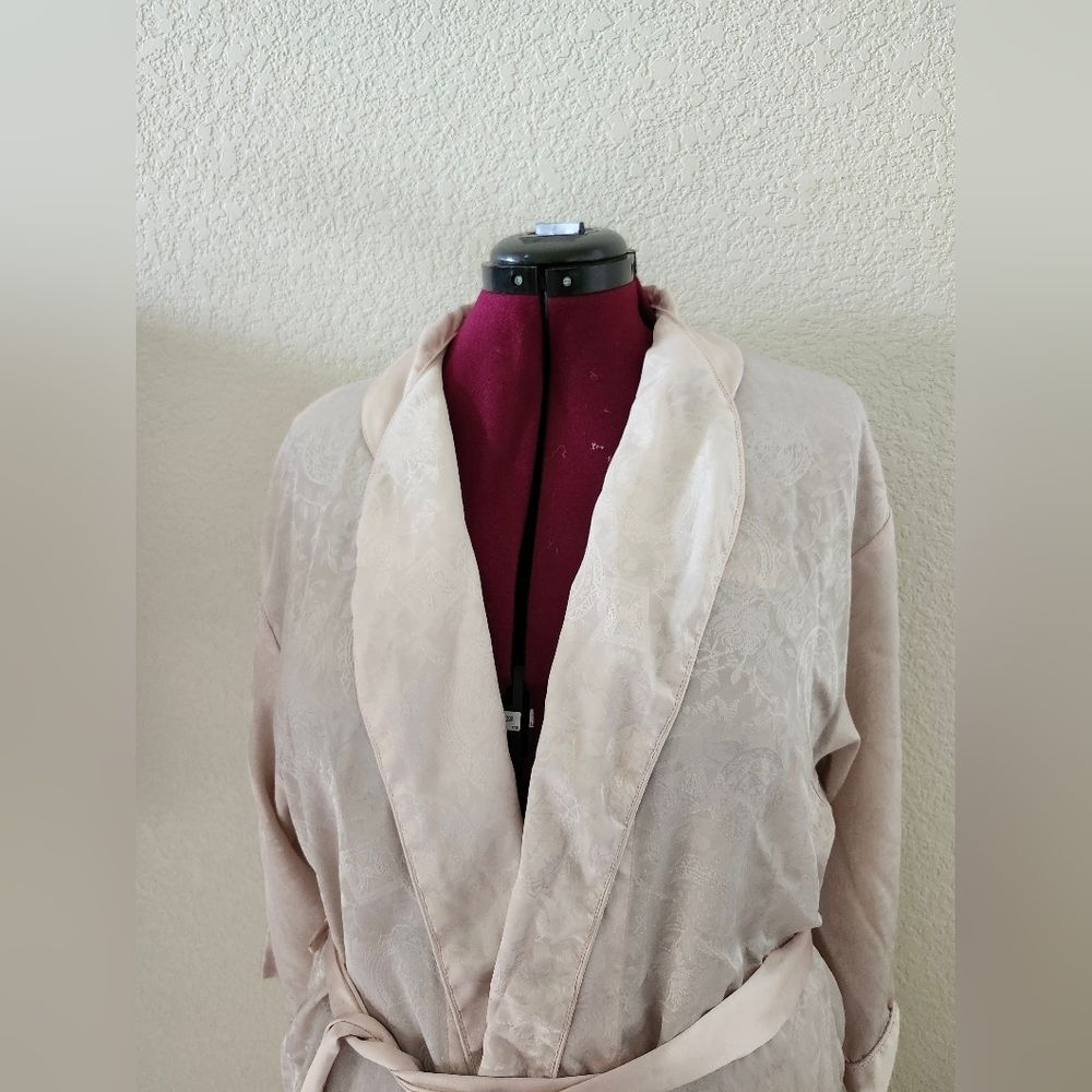 Gold Label Victoria's Secret Vintage 90s Pastel Pink Satin Paisley Long Robe S - Picture 5 of 11